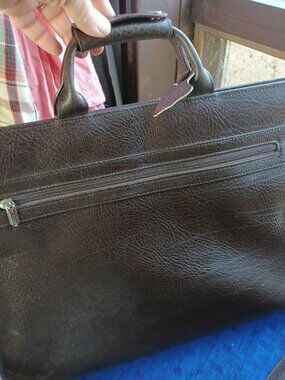 DANIER LEATHER LARGE PURSE HANDBAG BRIEFCASE LAPTOP DARK BROWN GENTLY USED